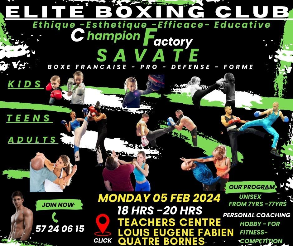 SAVATE BOXE FRANCAISE ET MUAY THAI  SESSION FOR KIDS,TEENS,ADULT - UNISEX