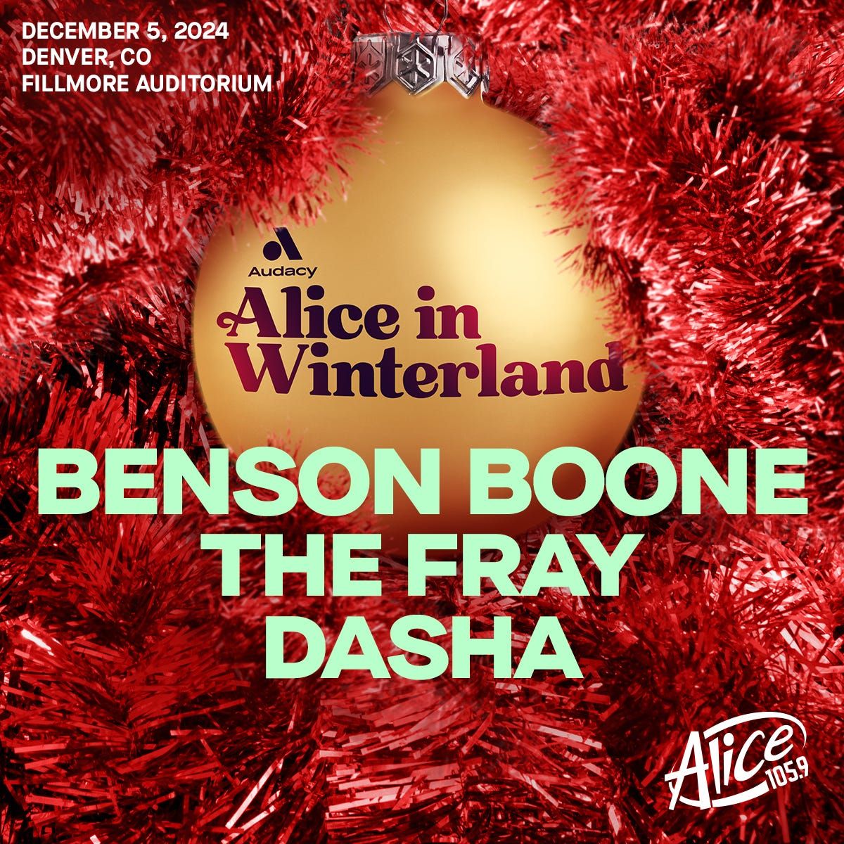 Alice 105.9 Alice In Winterland With Benson Boone, The Fray, And Dasha ...