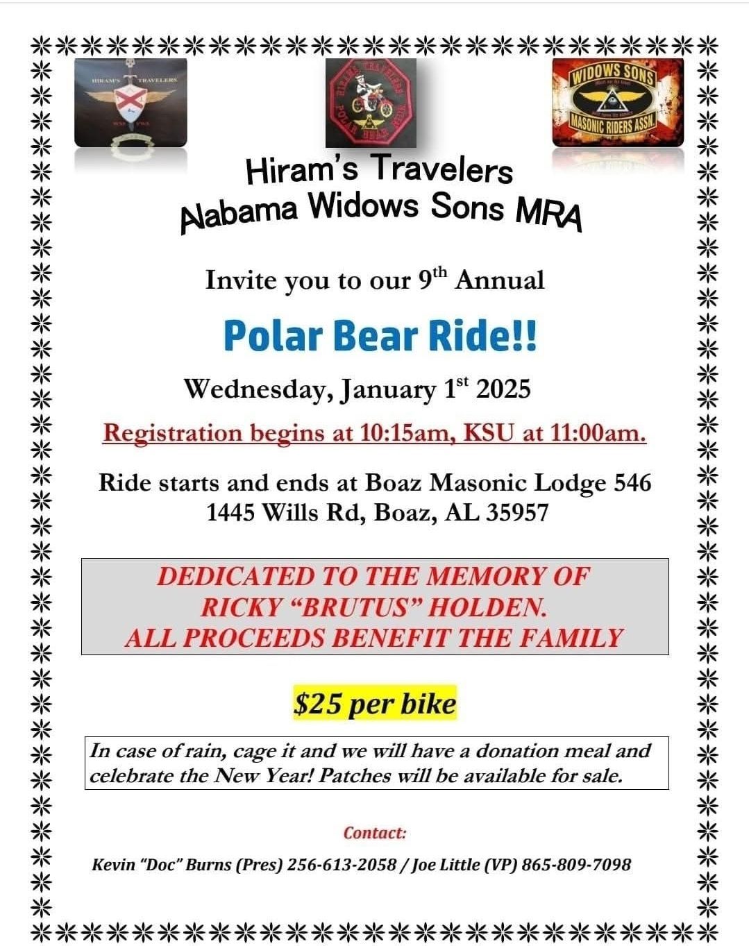 Hiram's Travelers 9th Annual Polar Bear Ride 