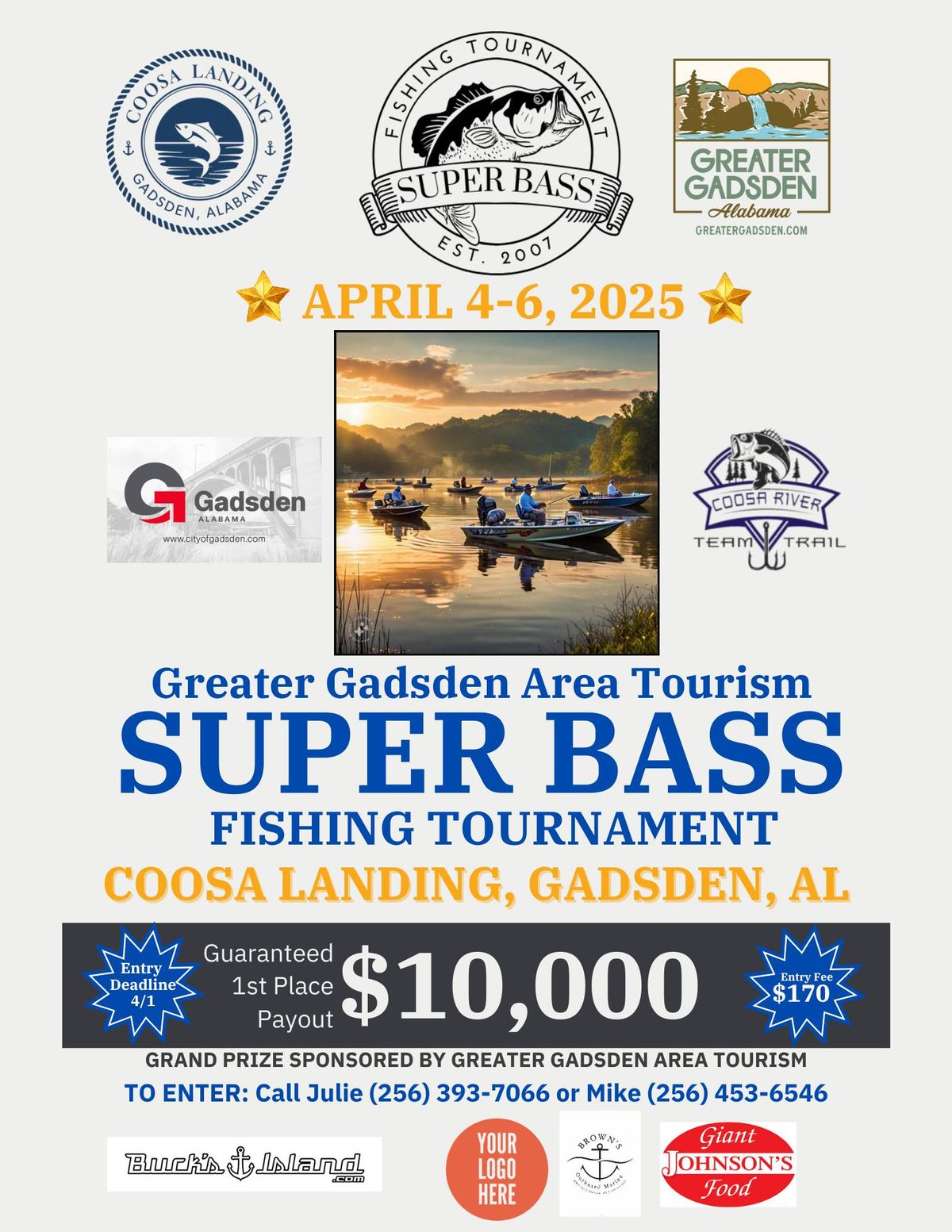 Greater Gadsden Area Tourism Super Bass Fishing Tournament at Coosa Landing, AL 