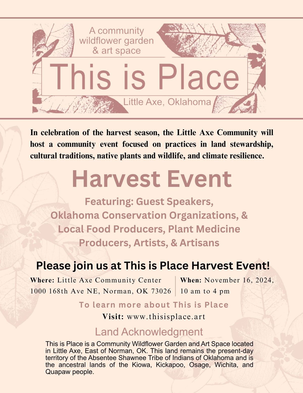 This is Place Harvest Event