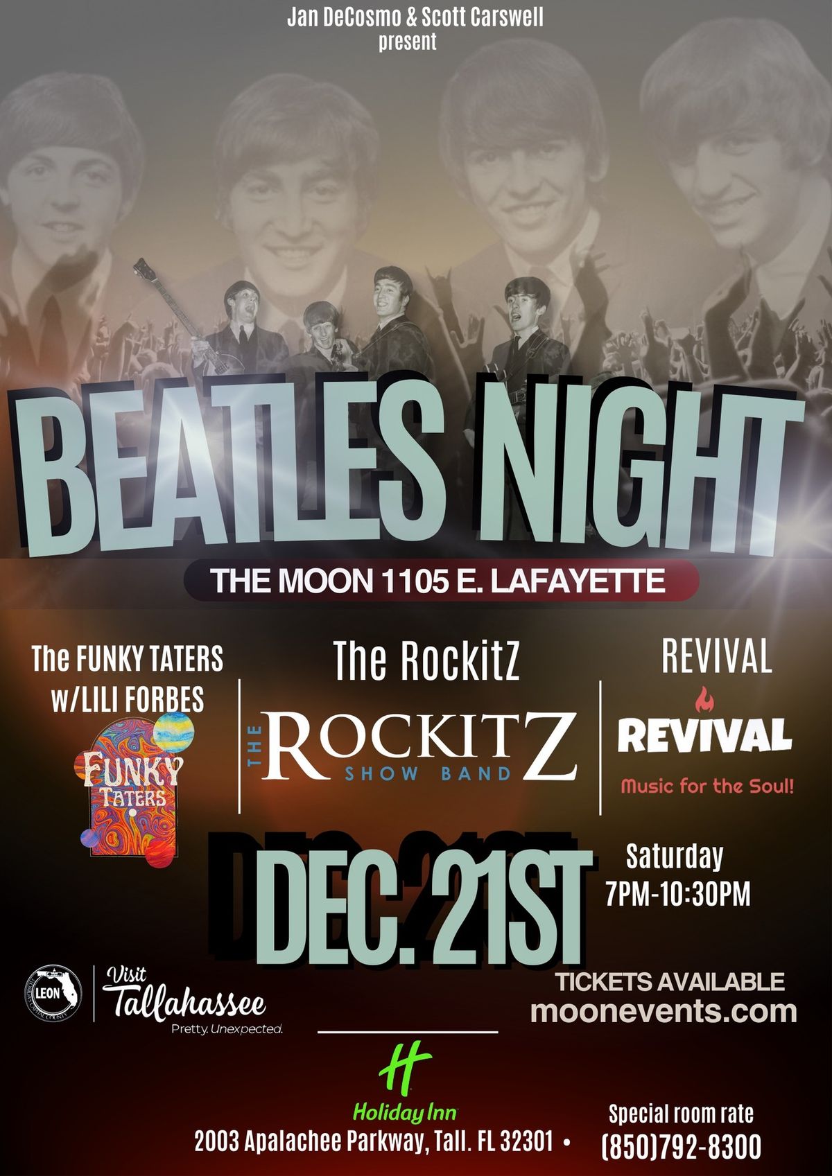 Beatles Night at the Moon -- The RockitZ \/ Revival \/ Funky 'Taters w\/ Lili Forbes