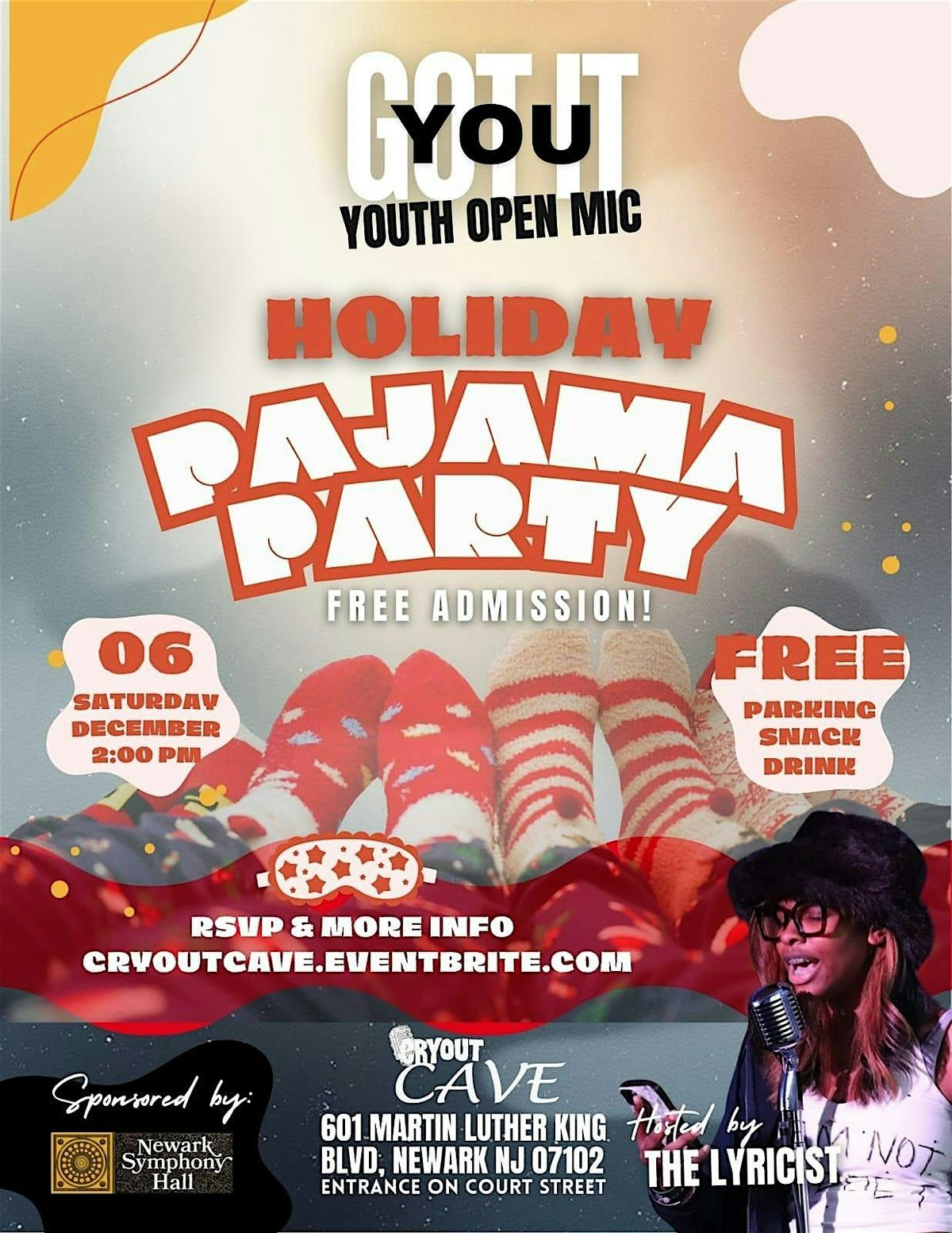 "YOU GOT IT" Youth Open Mic Night (PAJAMA PARTY), Free Event.