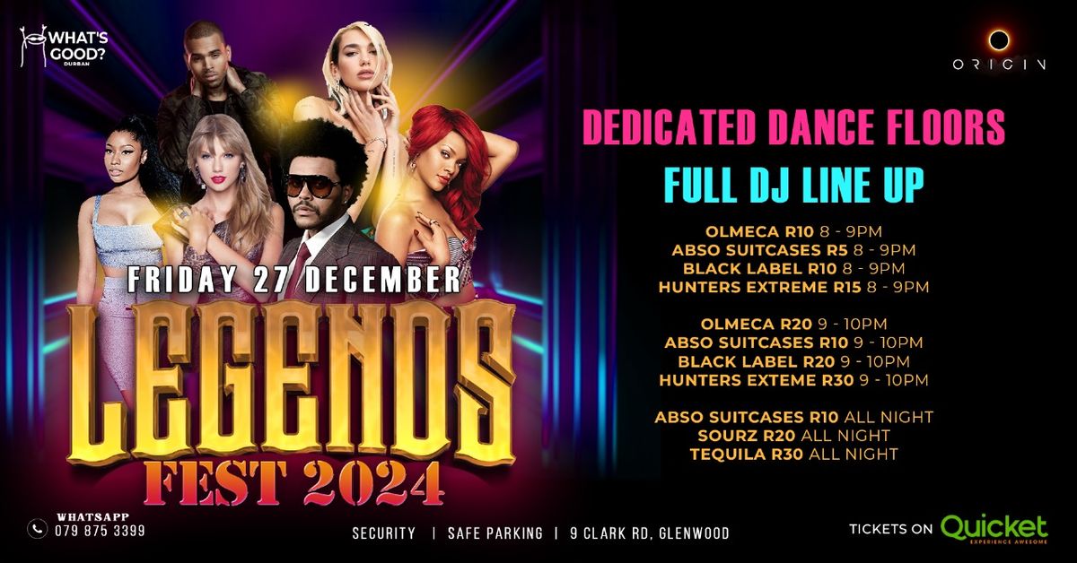 LEGENDS '24 - Fri 27 Dec - Origin Nightclub