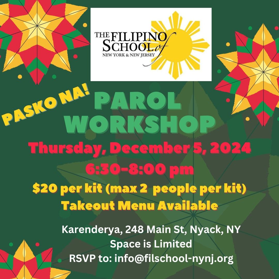 **SOUD OUT!!** Parol-Making Workshop with Karenderya