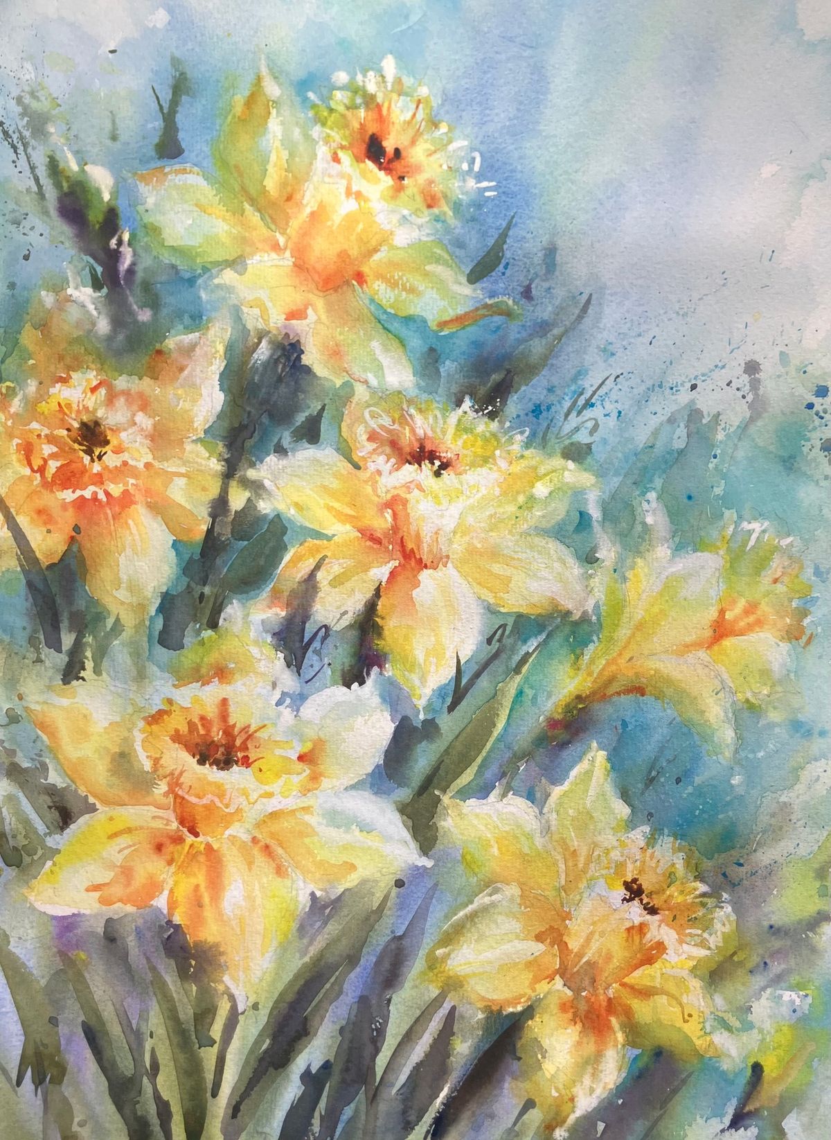 Watercolour PAINTING WORKSHOP Dancing Daffodils \ud83c\udf3c 