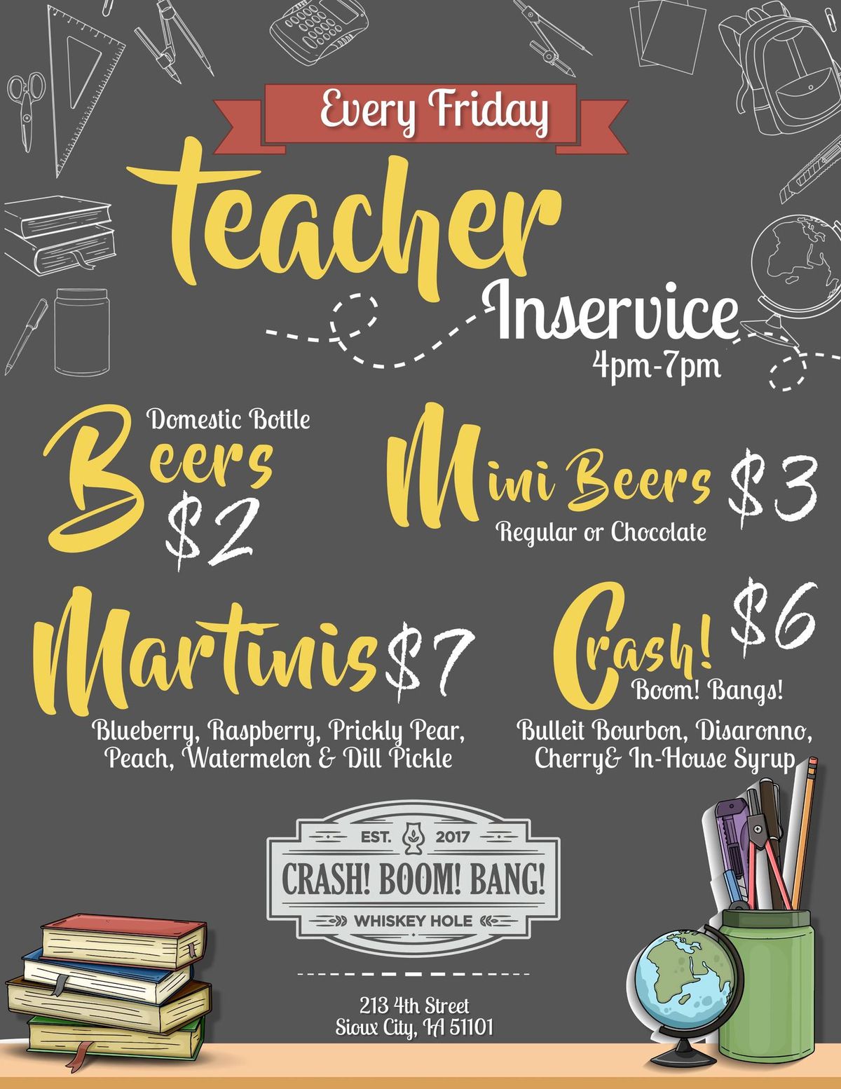 ?? Teacher In-Service at Crash Boom Bang Whiskey Hole! ?