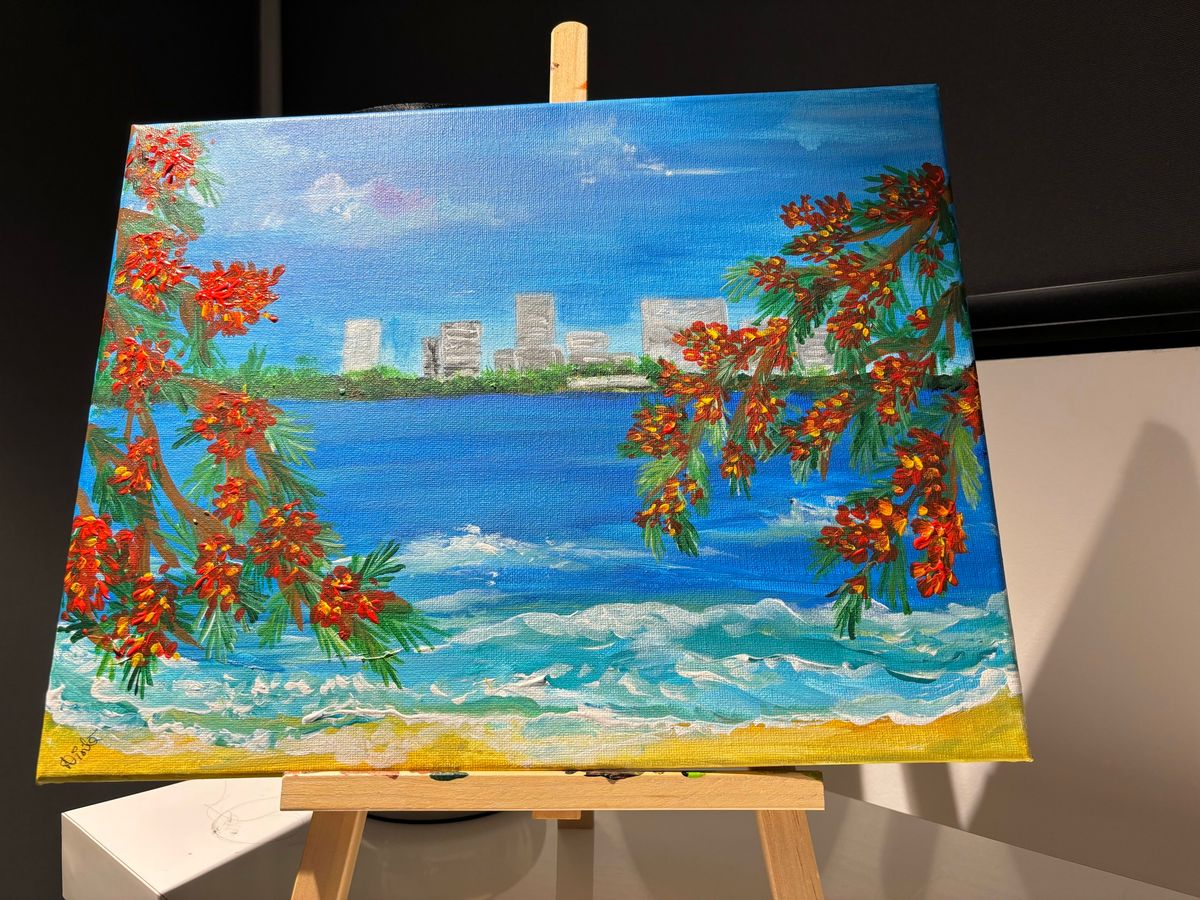 A Darwin Flame Tree Landscape - Paint and Sip 