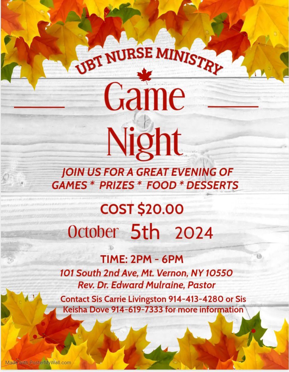 UBT Nurses Ministry Game Night