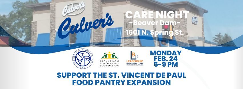 Culver's Care's Night for the St. Vincent de Paul Food Pantry Expansion 