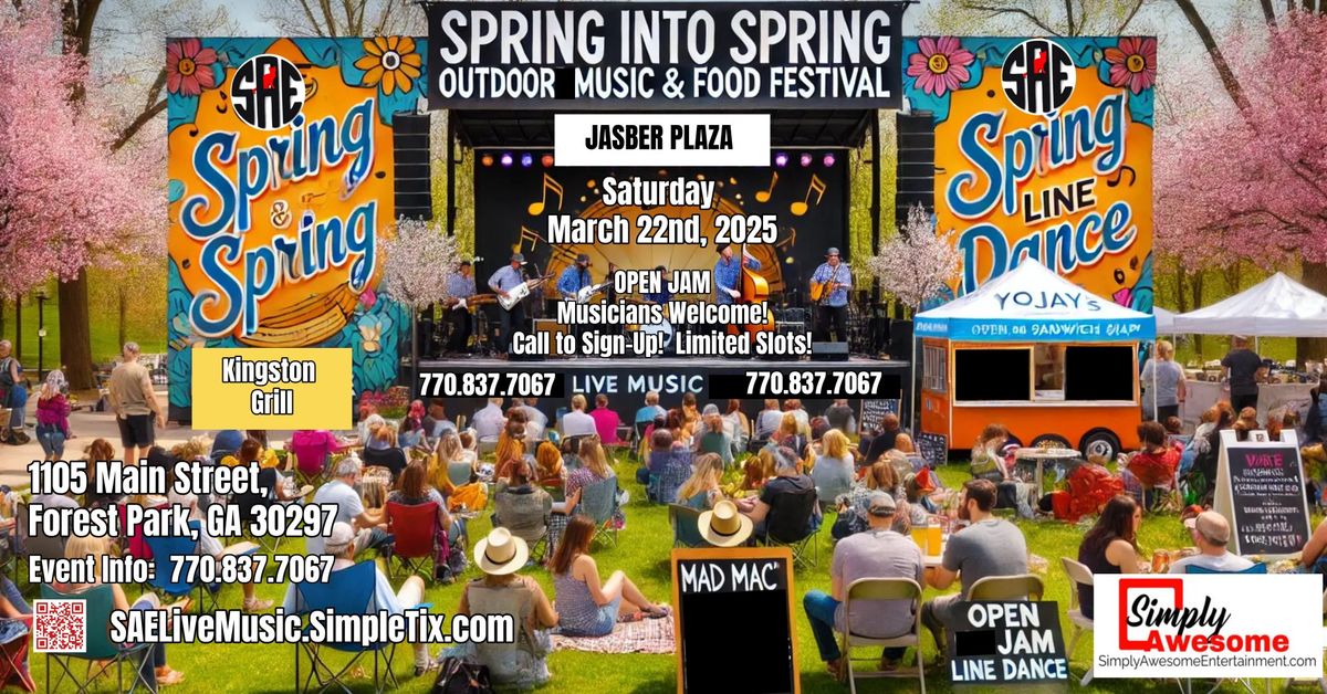 SAVE THE DATE! Spring into Spring Outdoor LIVE Music & Food Festival @ JASBER PLAZA Forest Park!