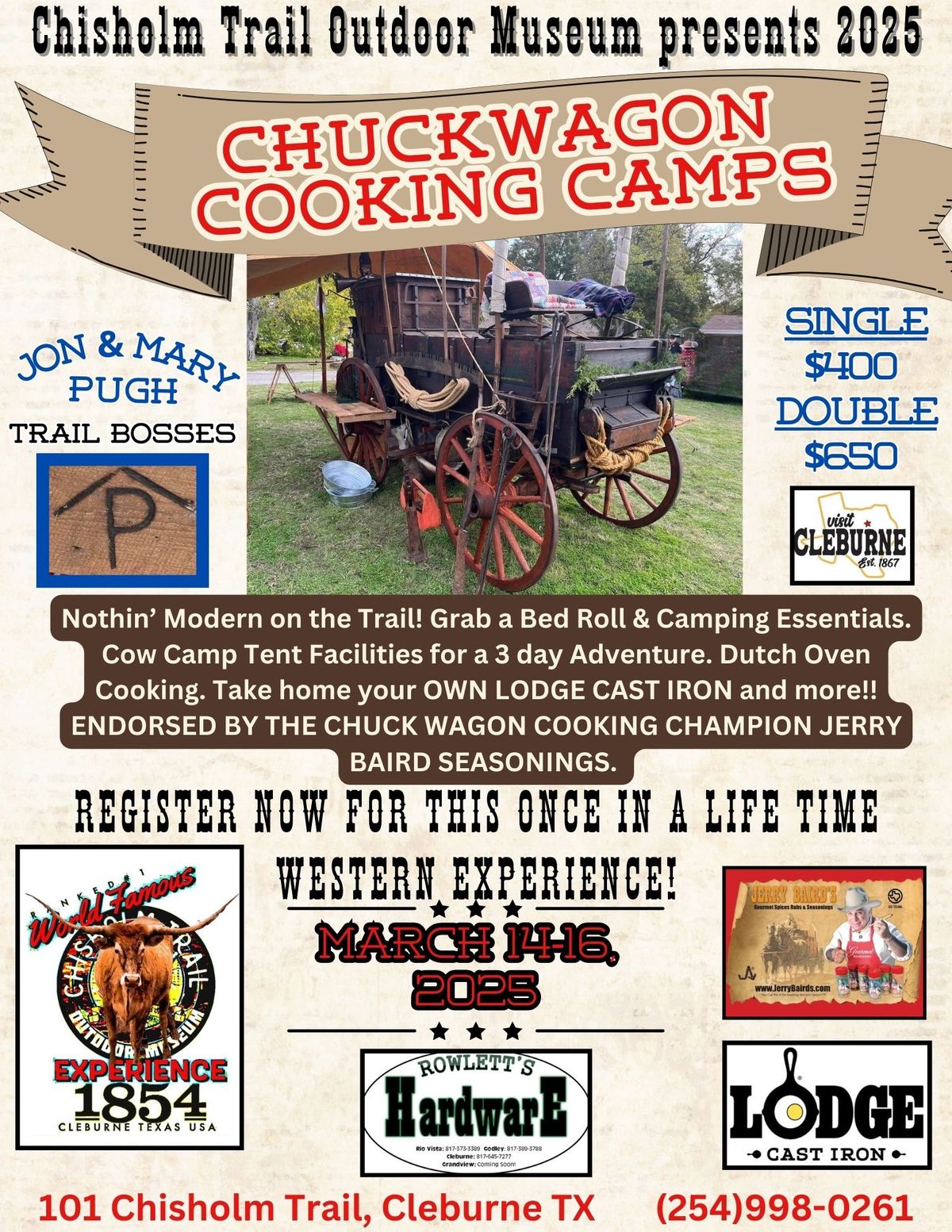 CHUCKWAGON COOKING CAMPS! March 14-16