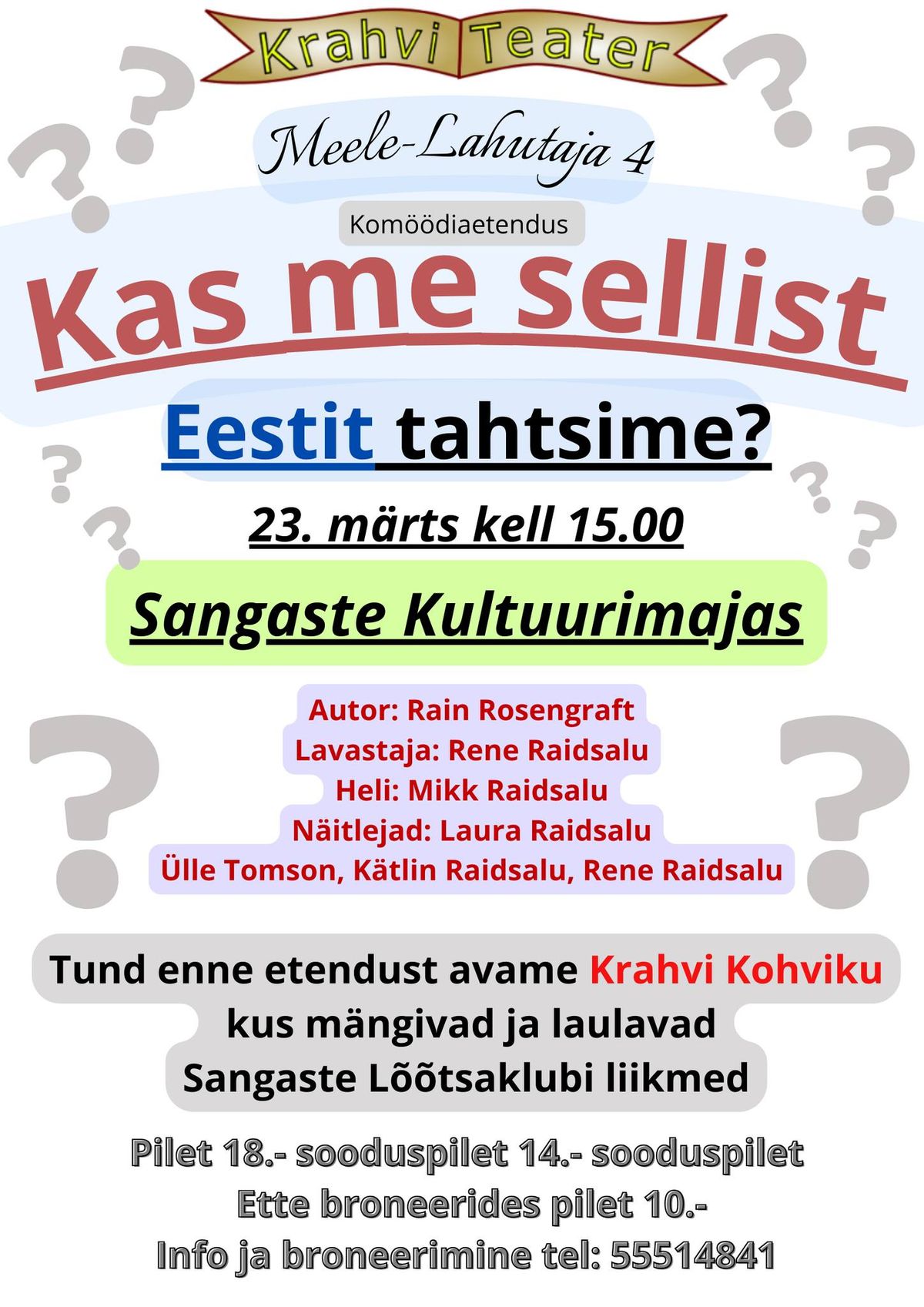 Kas me sellist Eestit tahtsime? Kom\u00f6\u00f6diaetendus kahes vaatuses.