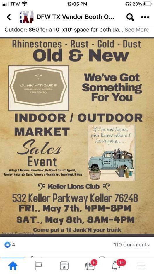 Keller Lions Club Market Days Vintage Fair!