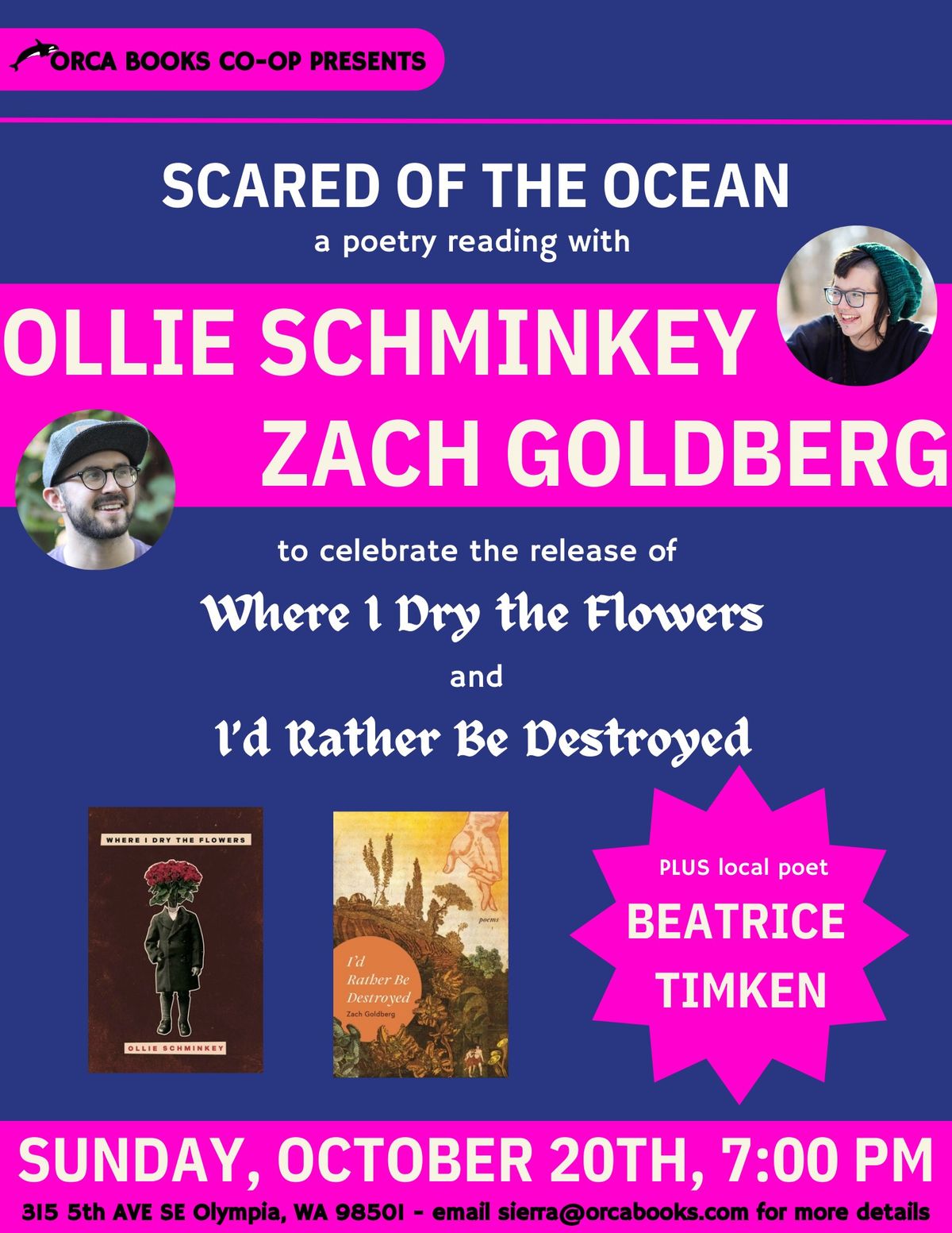 Poetry Reading with Ollie Schminkey and Zach Goldberg