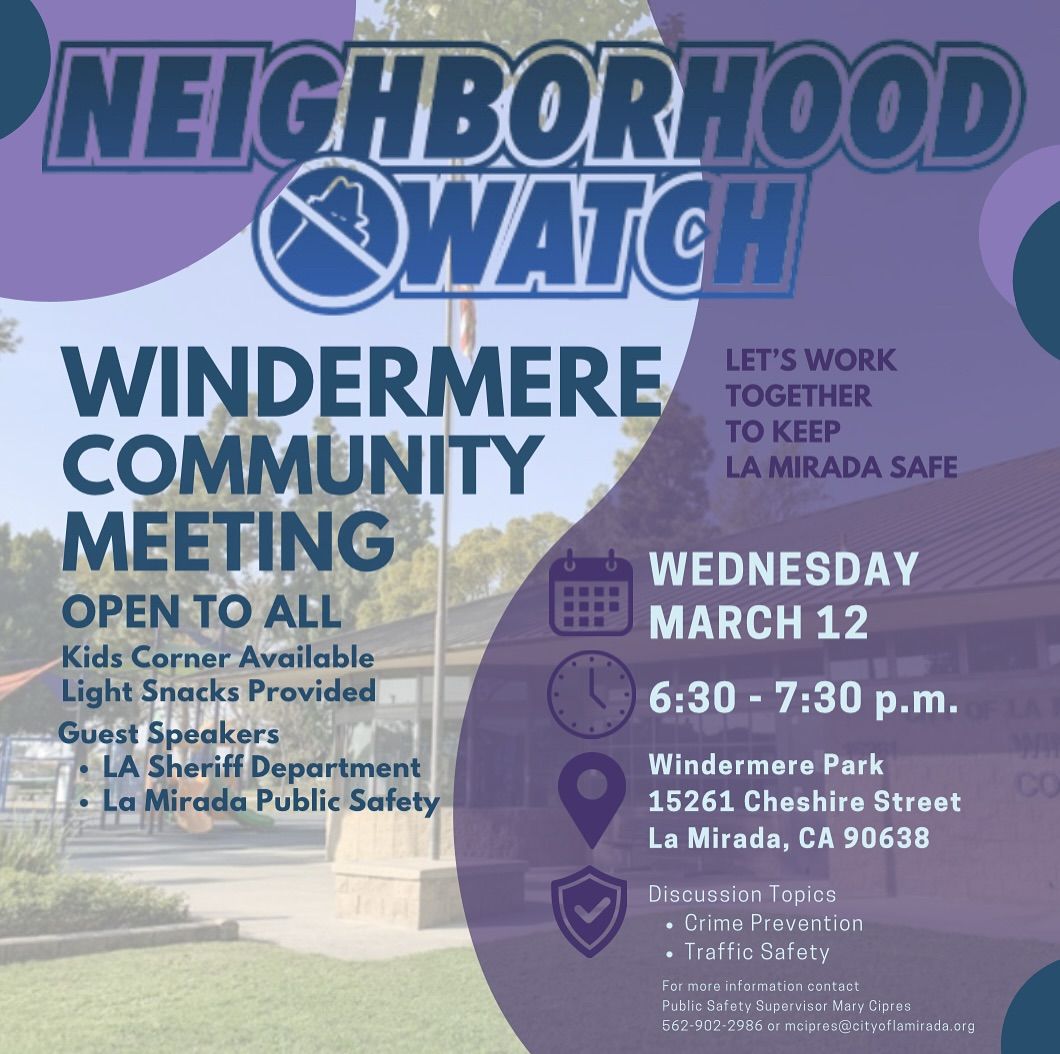 Neighborhood Watch Meeting Windermere Area