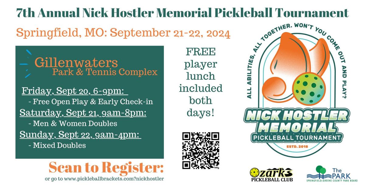 7th Annual Nick Hostler Memorial Pickleball Tournament