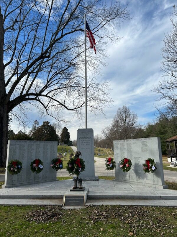 Wreaths Across America ceremony and wreath laying at Ashland Cemetery