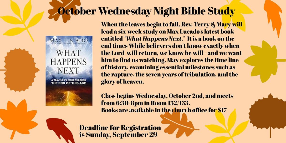 Wednesday Night Bible Study-October