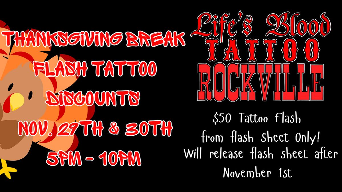 Thanksgiving Break Tattoo Flash Discounts