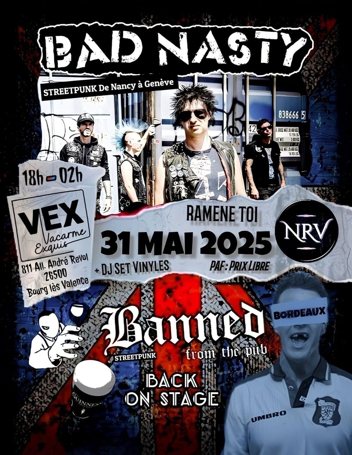 Bad Nasty & Banned from the pub au Vacarme Exquis - Concerts live - Collectif NRV - Punk