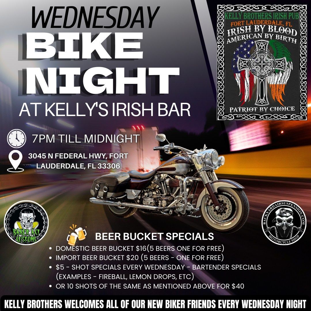 Wednesday Night Bike Night ay Kelly Brothers Irish Pub in Fort Lauderdale