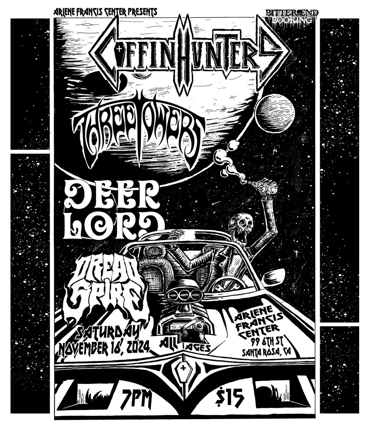 Coffin Hunters \/ Three Towers \/ Deer Lord \/ Dread Spire at Arlene Francis Center 