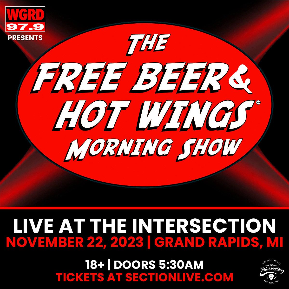 Free Beer and Hot Wings Morning Show at The Intersection