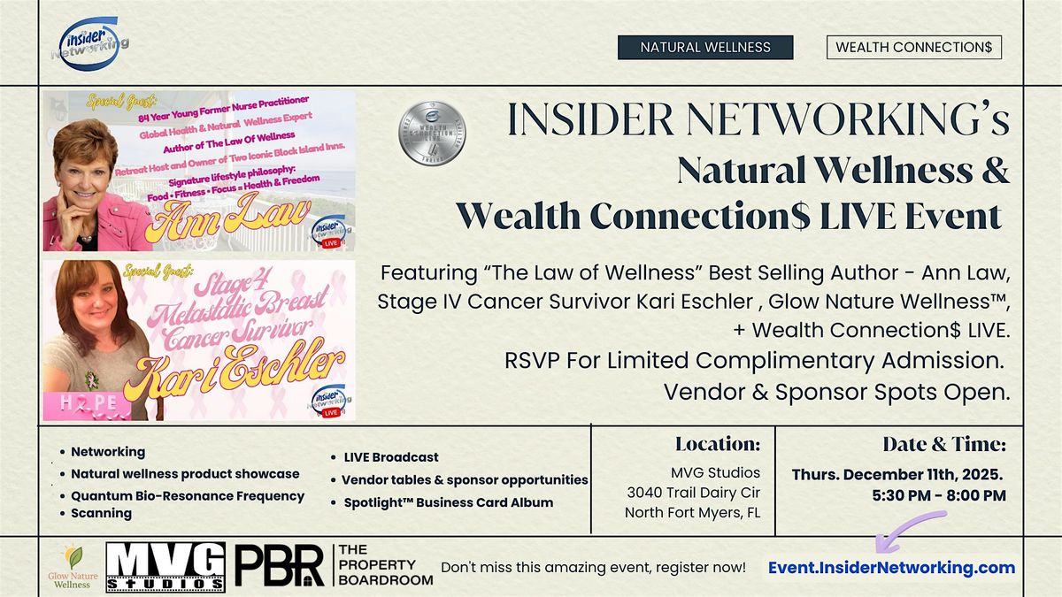 INSIDER NETWORKING\u2019s Natural Wellness & Wealth Connection$ LIVE