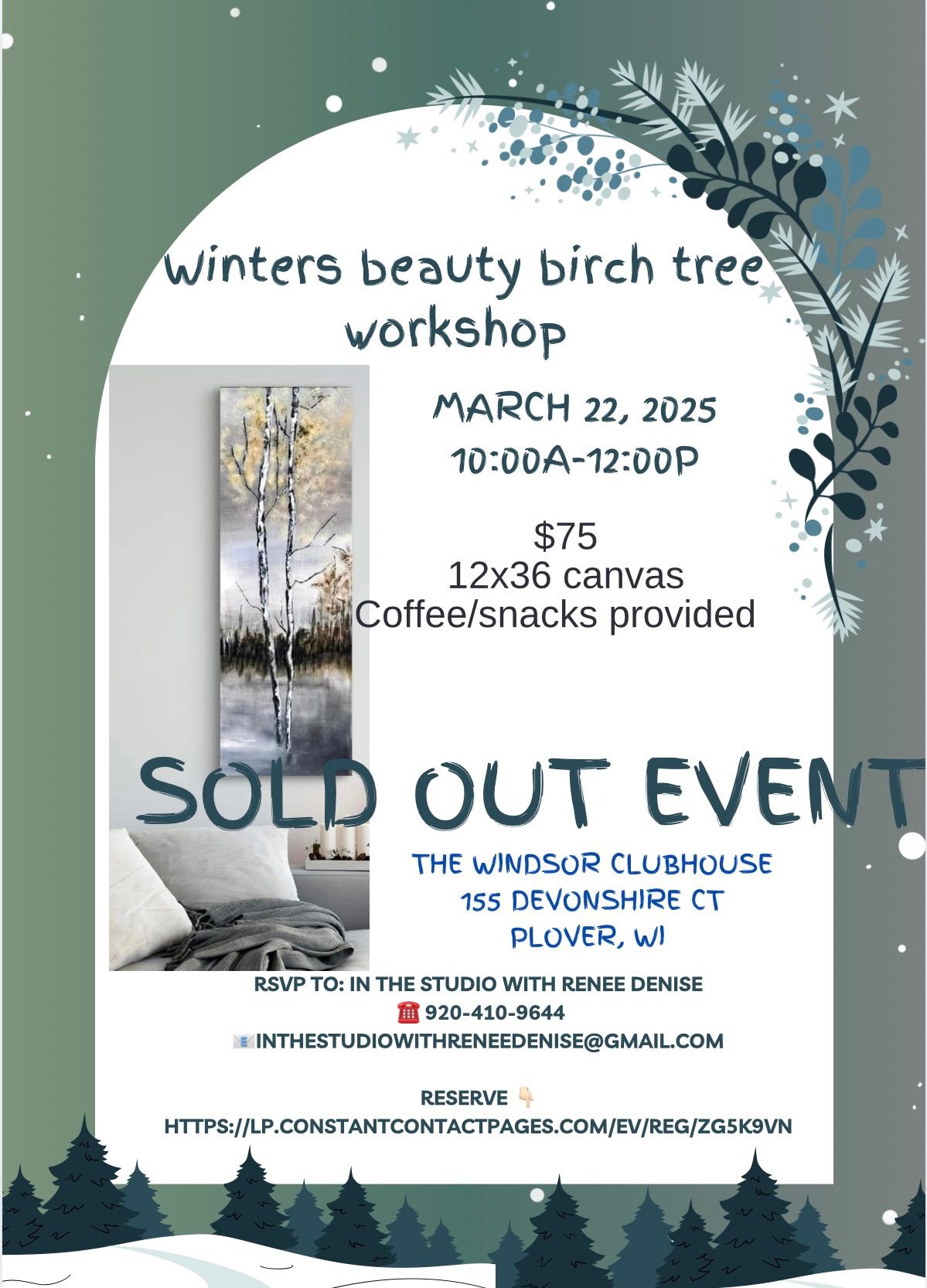 Winters beauty Birch tree workshop 