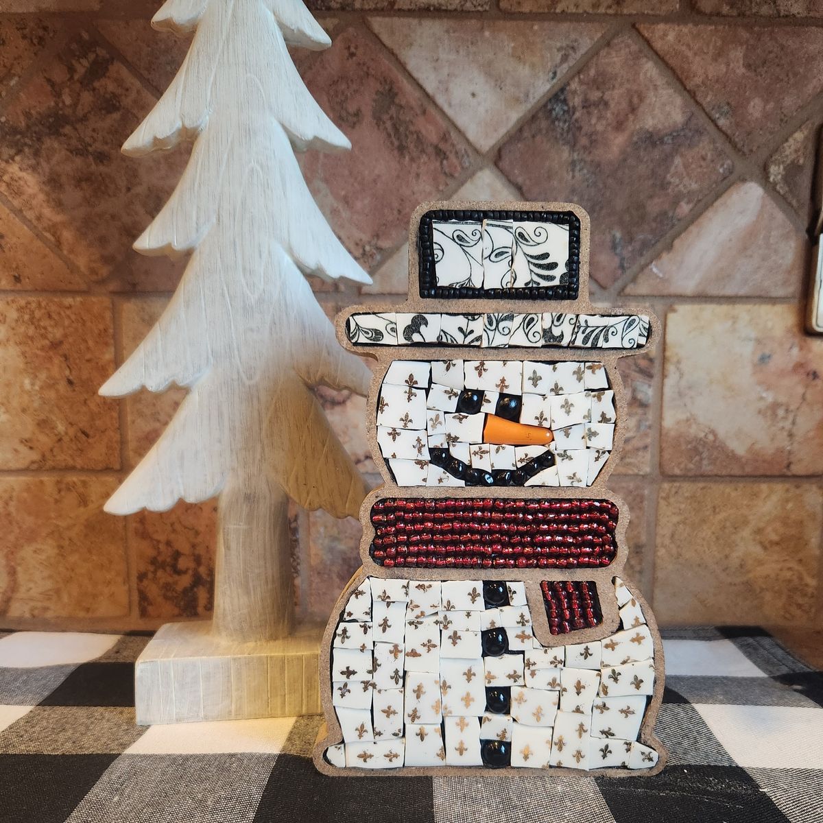 Vintage China Mosaic Snowman Class