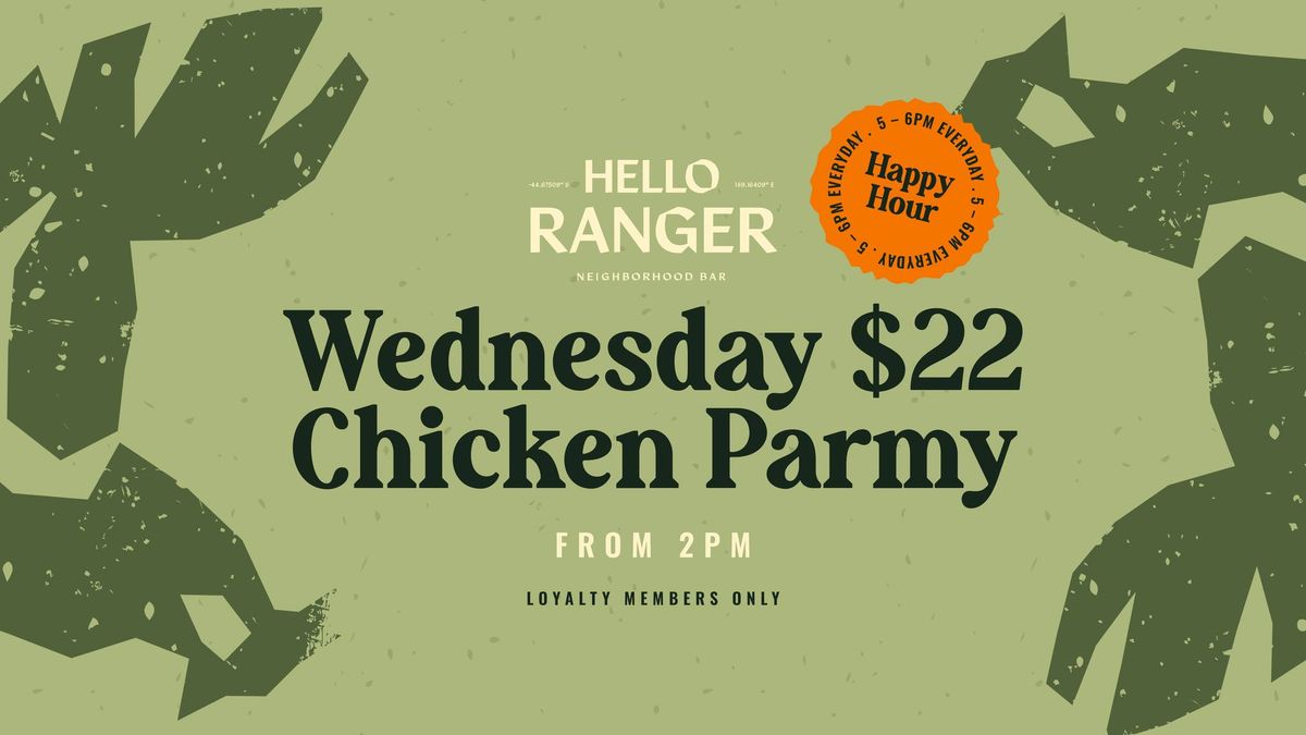 Ranger's $22 Chicken Parmy 