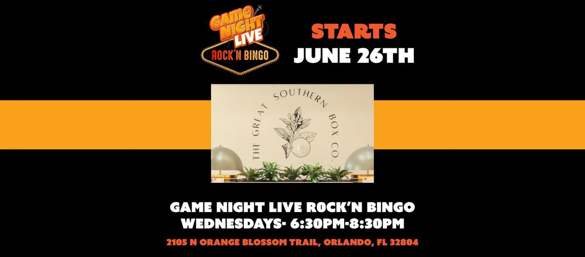Game Night Live R0CK'N Bingo at The Great Southern Box Co!