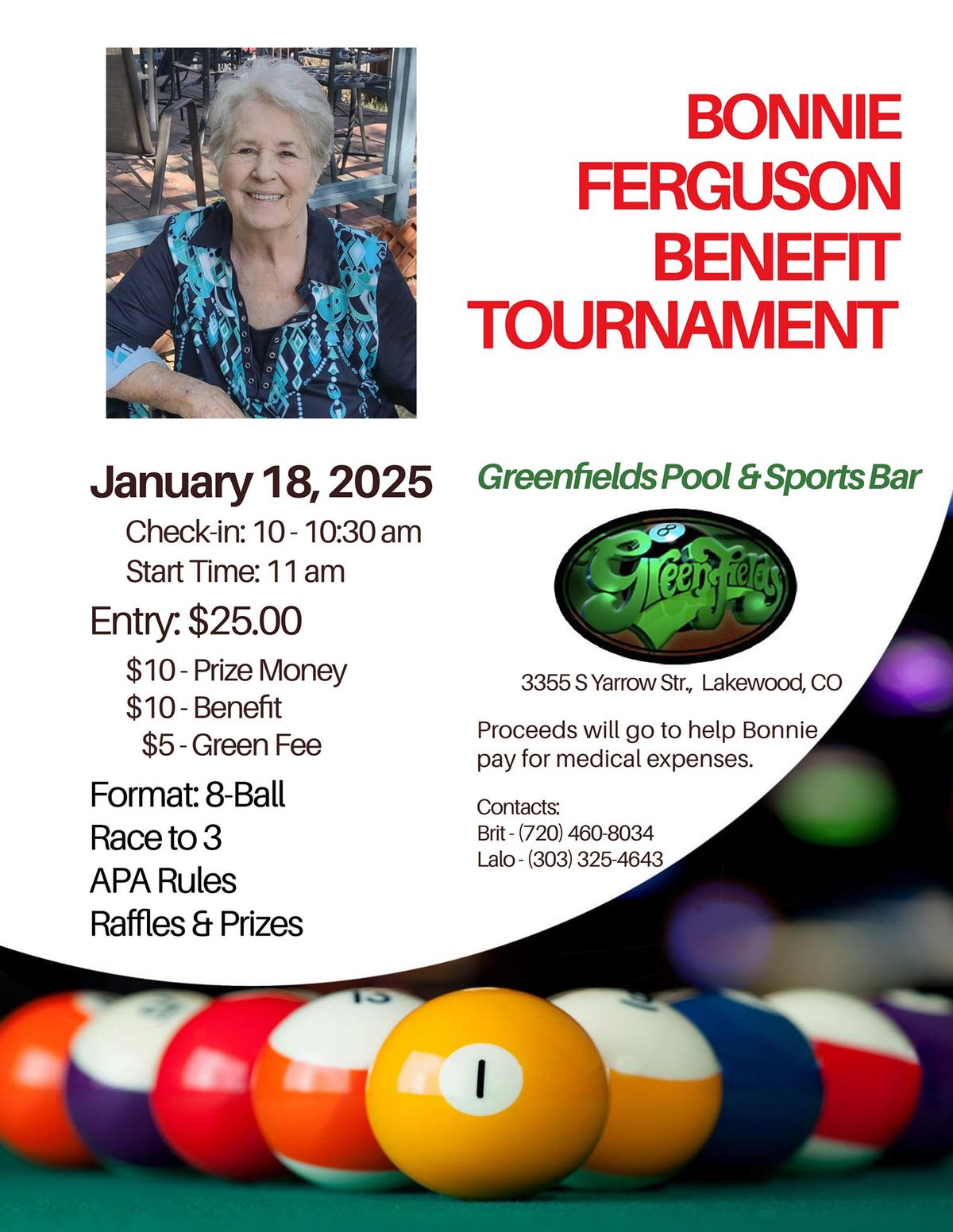 Benefit Pool Tournament for Bonnie Ferguson