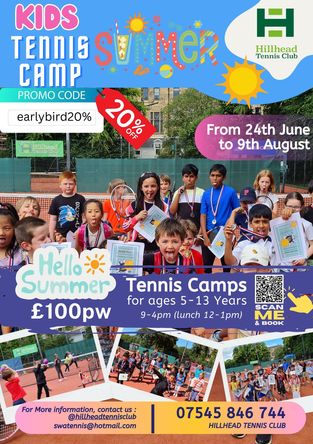Summer Tennis Camps Wk 1 - Ages 5-13 Years