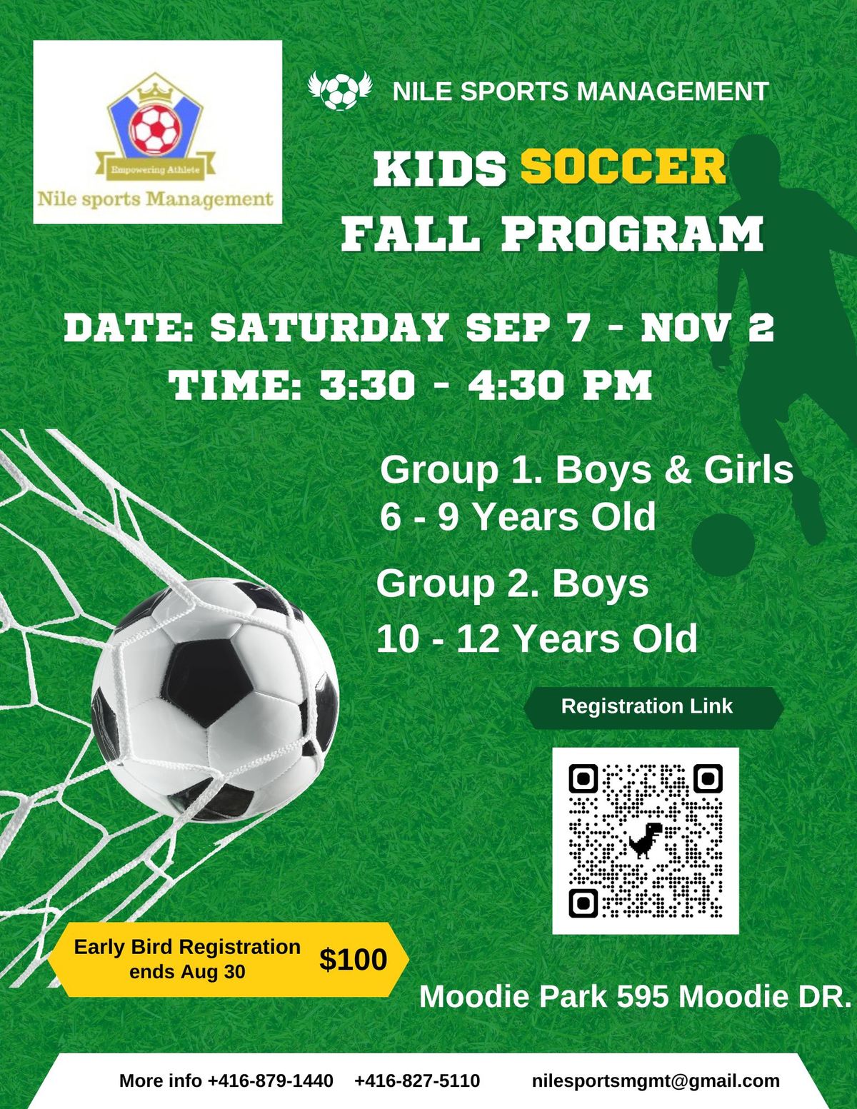 Nile Sports Management KIDS SOCCER FALL PROGRAM