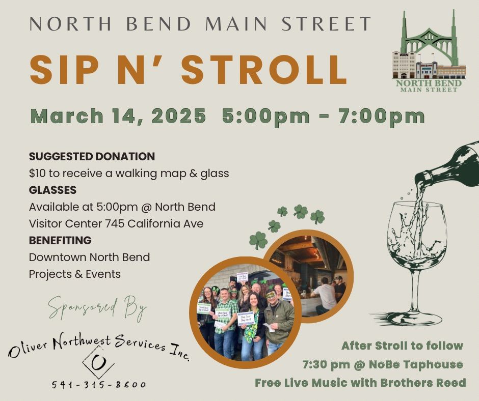 \ud83c\udf40 North Bend Sip N\u2019 Stroll \ud83c\udf40 Saint Patty\u2019s Day Theme