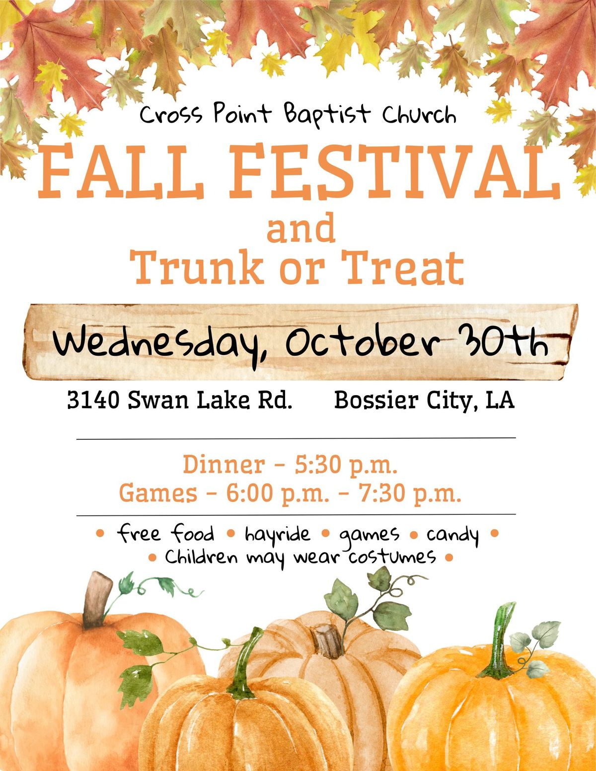 Fall Festival and Trunk or Treat