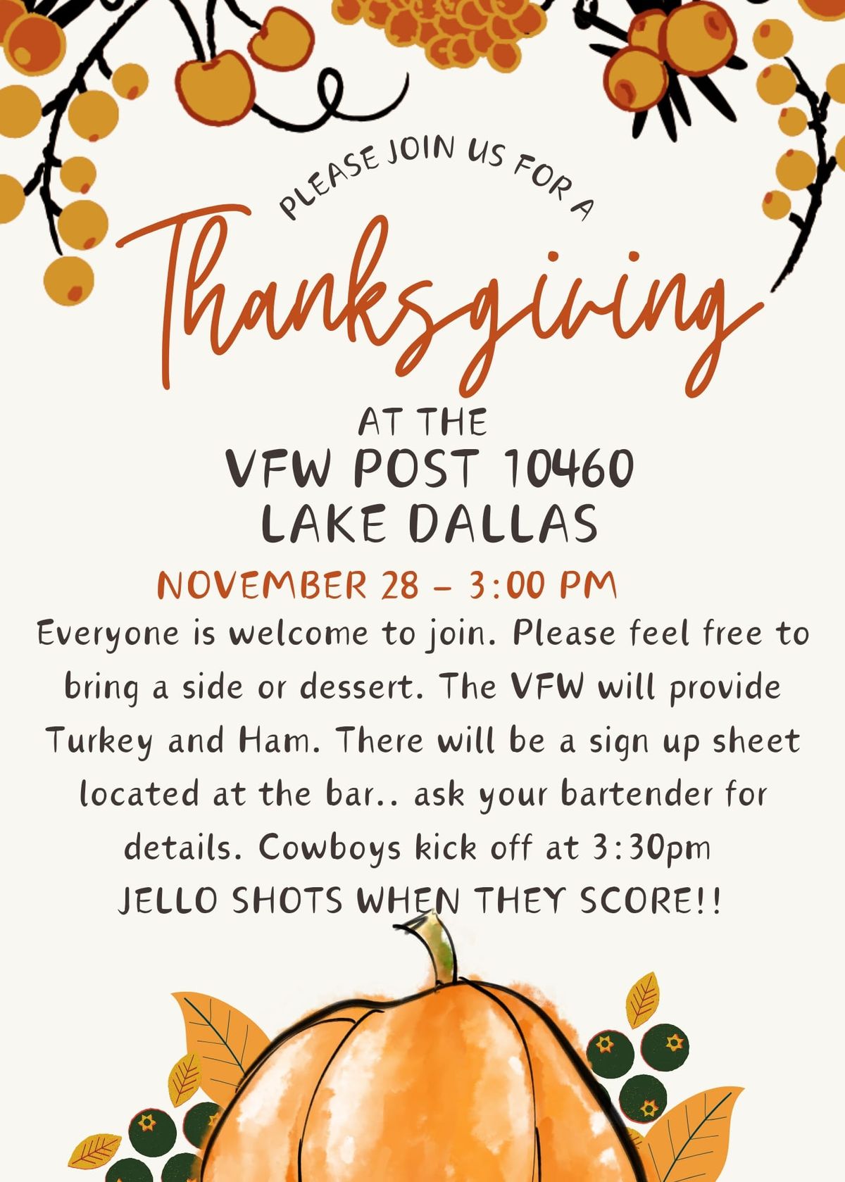 Thanksgiving @The VFW in Lake Dallas