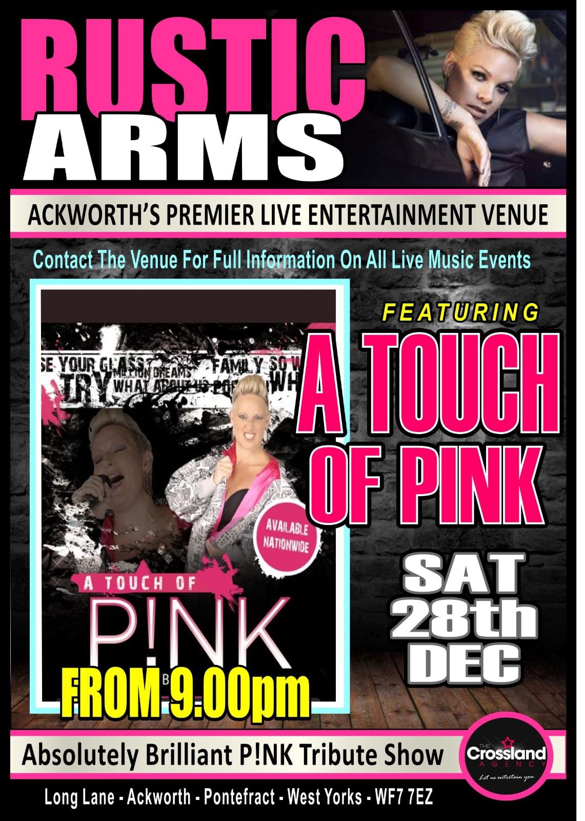 Pink Tribute Night - A Touch Of Pink @ The Rustic Arms 