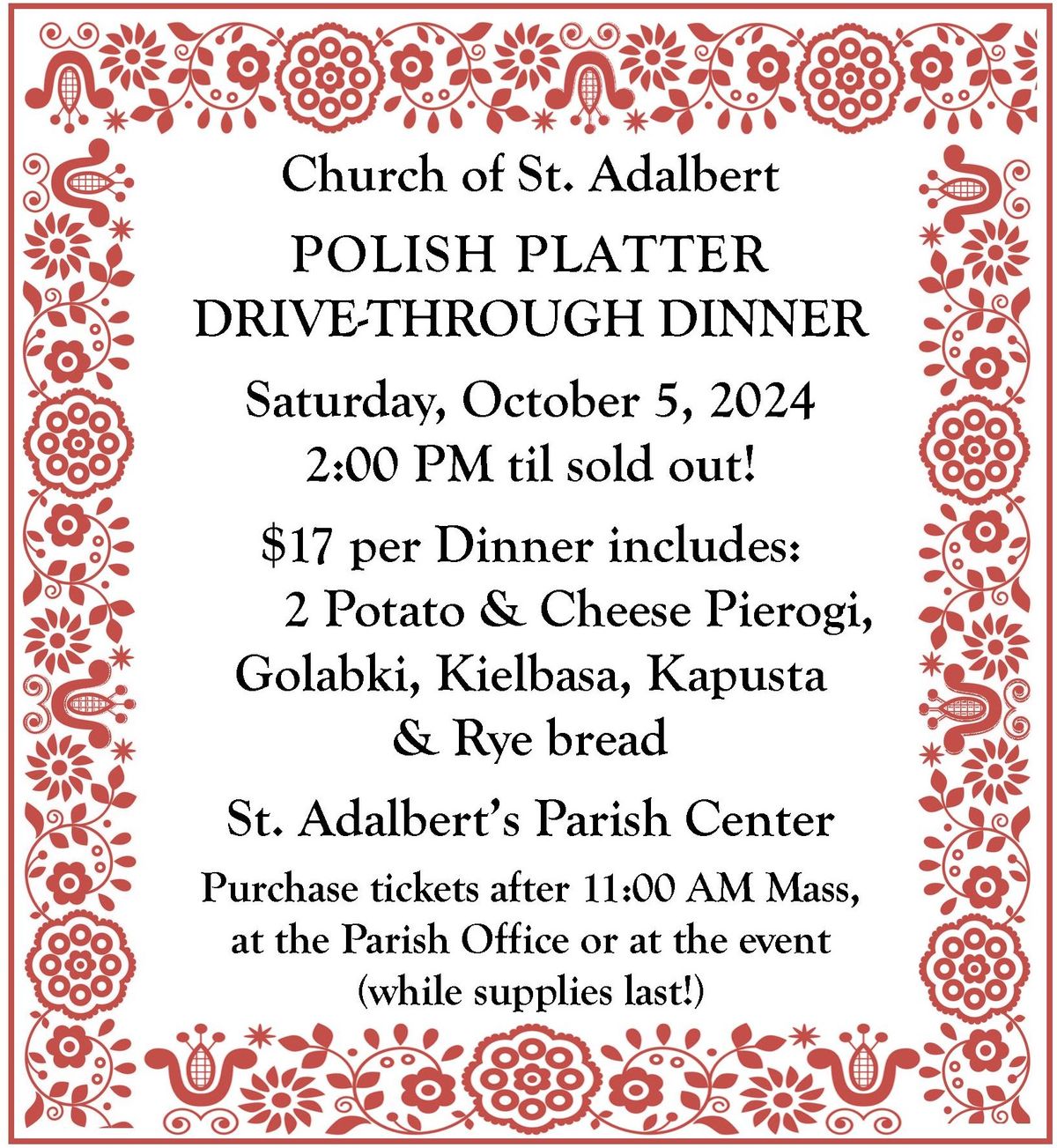 Polish Platter Drive-through Dinner