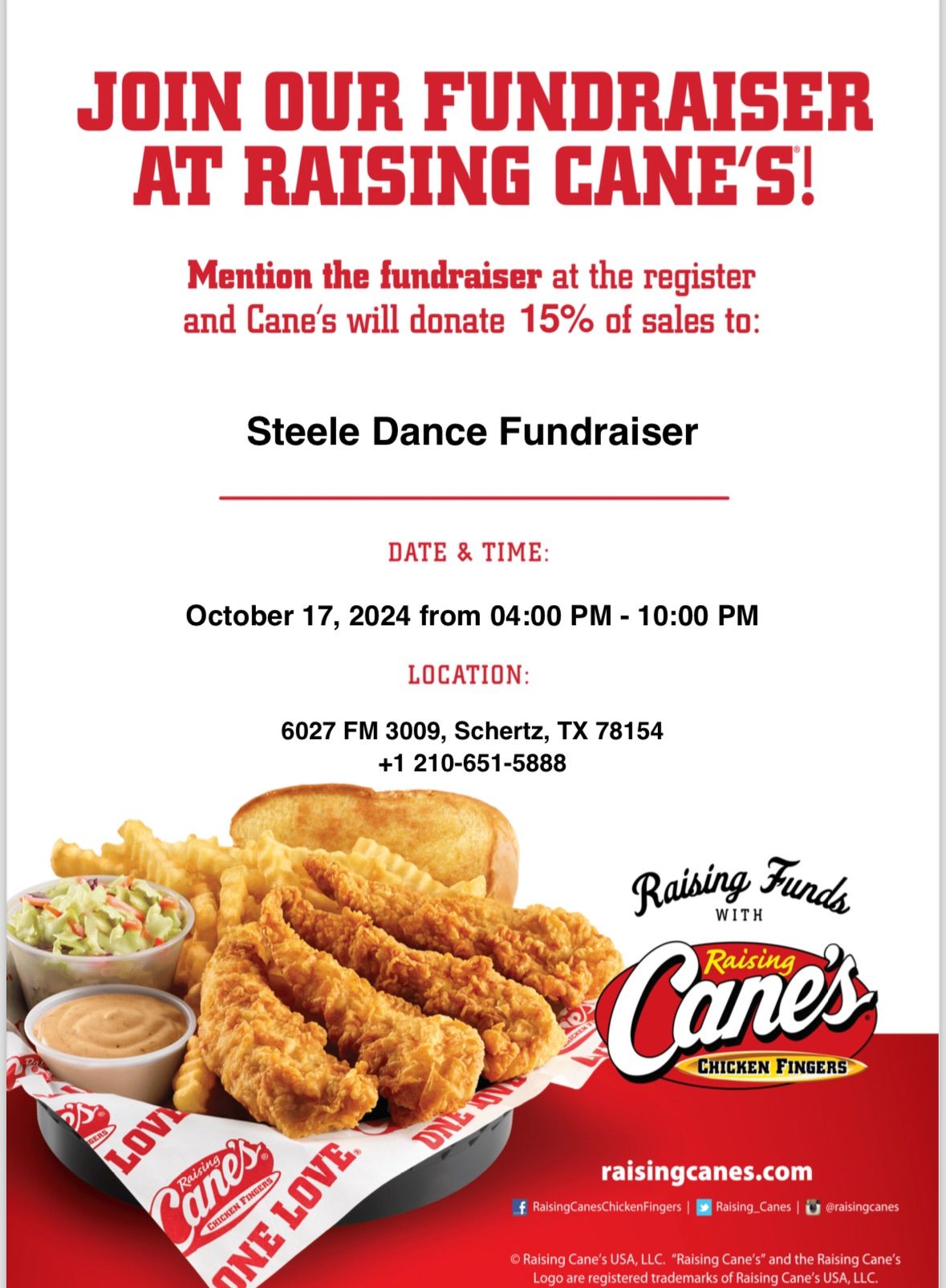 Steele Dance Spirit Night - Raising Cane\u2019s