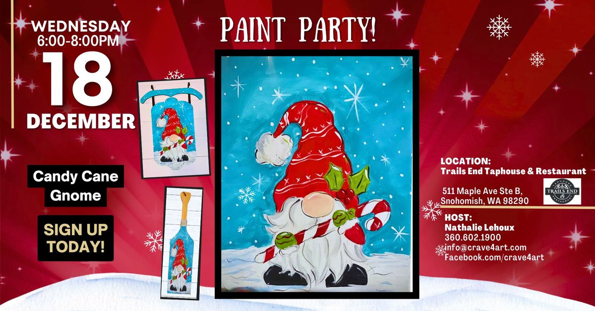 Candy Cane Gnome Paint Party