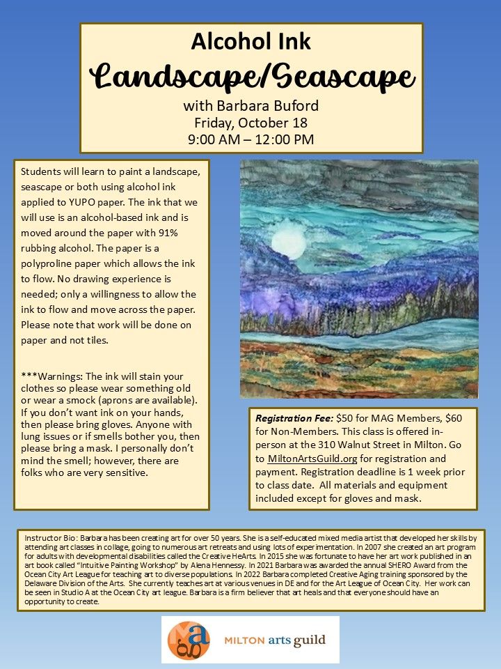 "Alcohol Ink -Landscape\/Seascape" with artist Barbara Buford