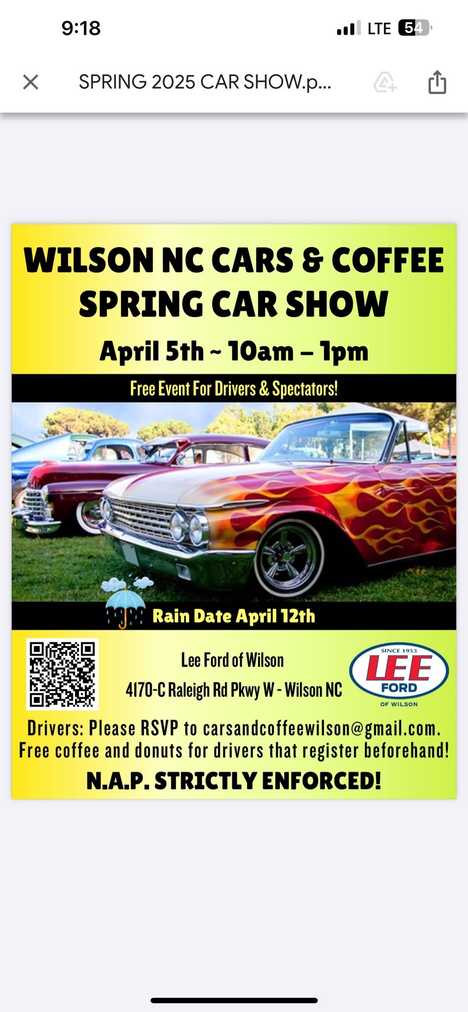 Wilson NC Cars & Coffee - Spring Car Show