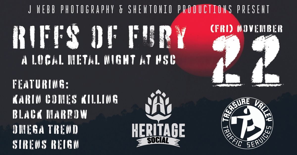 RIFFS OF FURY: Karin Comes Killing, Black Marrow, Omega Trend, Sirens Reign (A Local Metal Night)