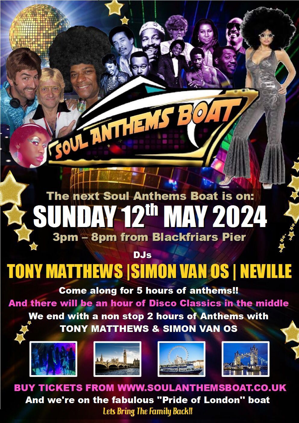 Soul Anthems Boat - 3pm Sunday 12th May 2024