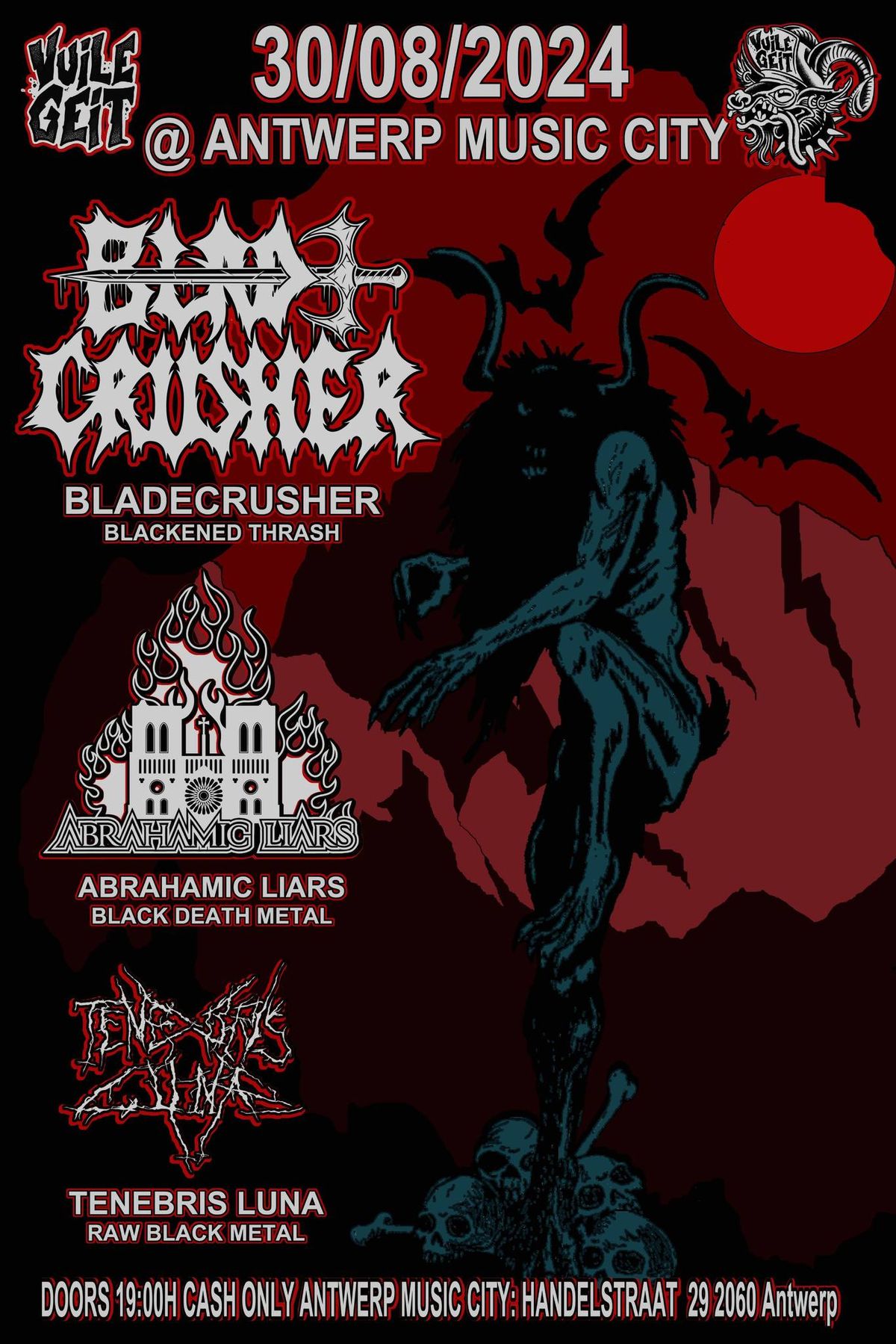 BLADECRUSHER + Abrahamic Liars + Tenebris Luna  