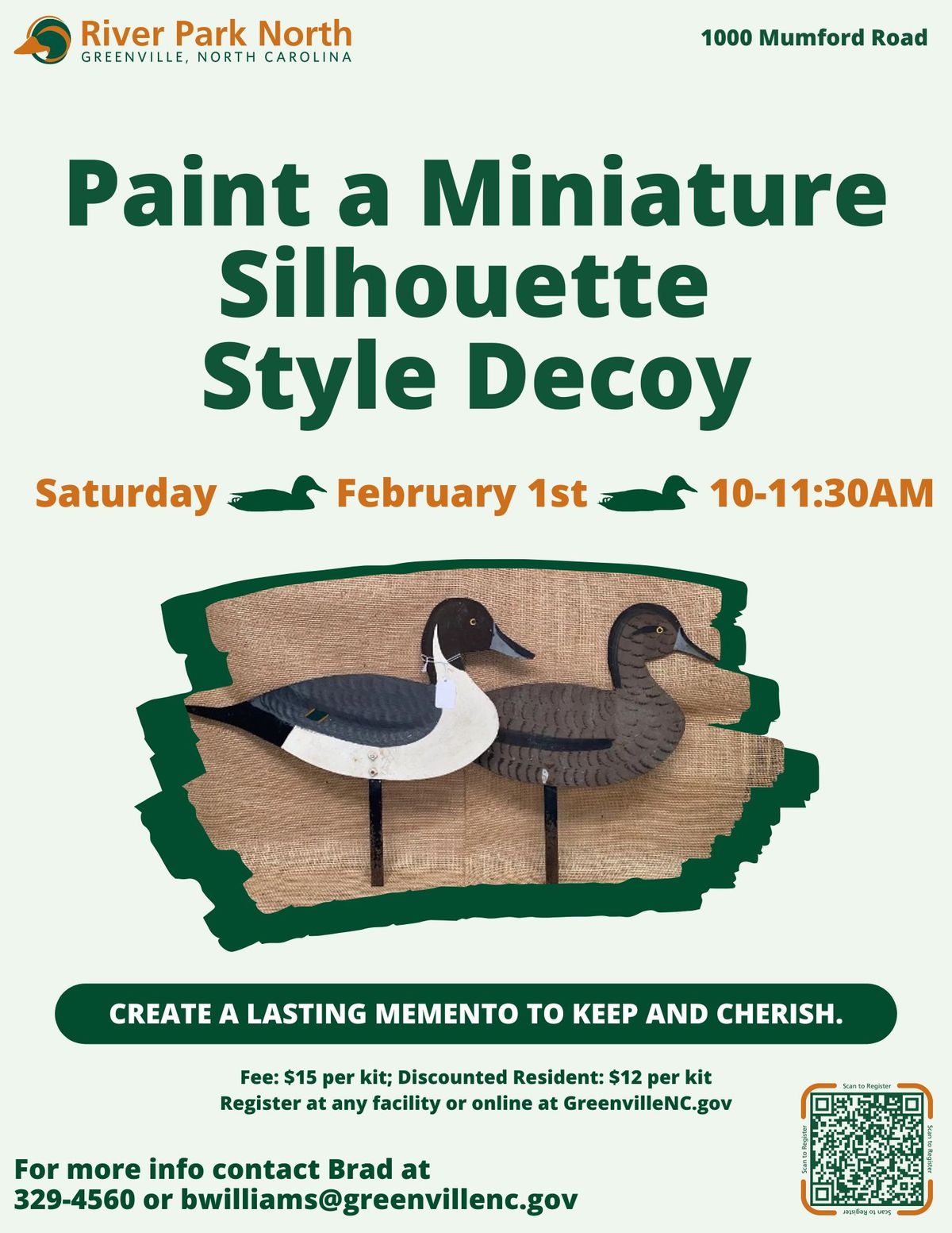 Paint a Miniature Silhouette Style Decoy at River Park North