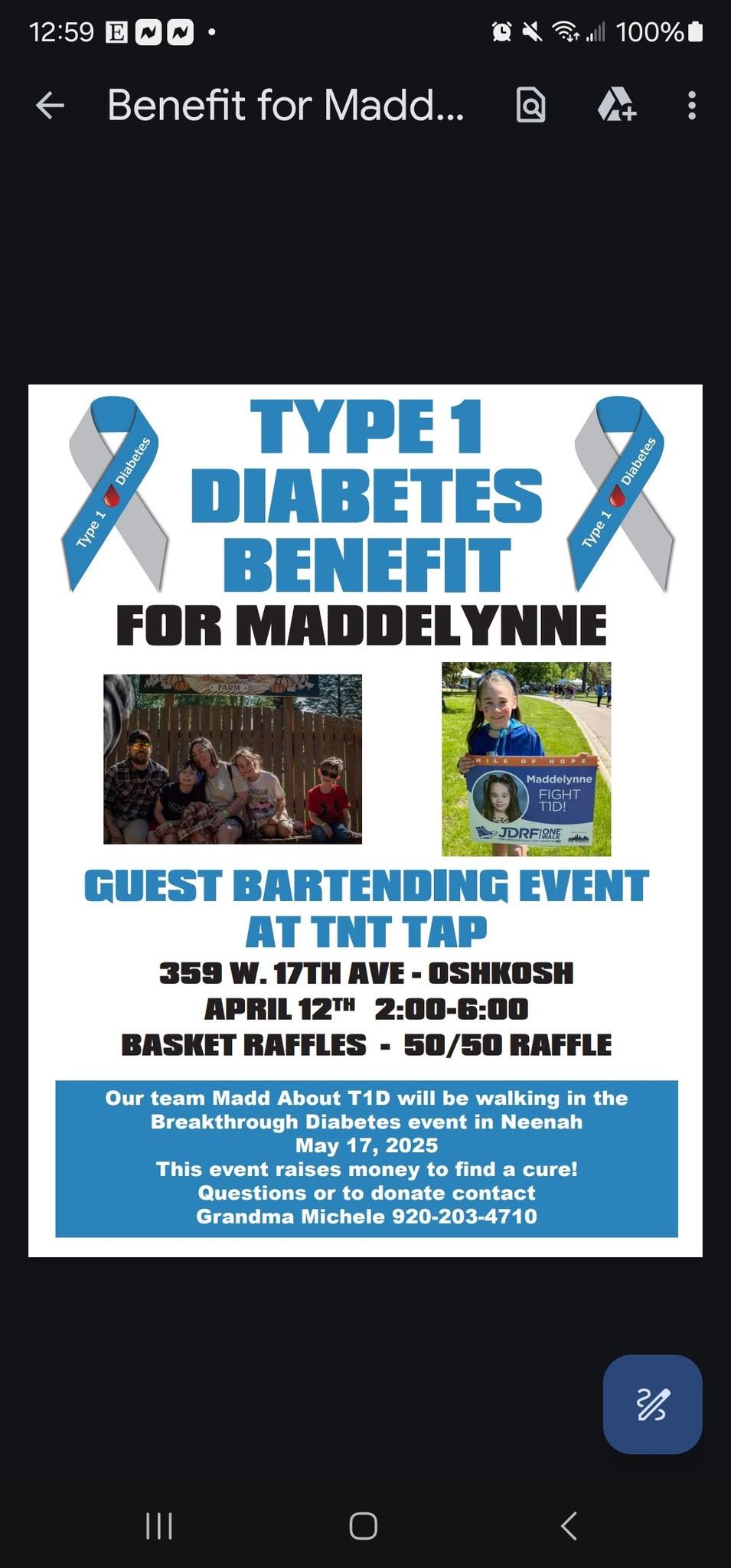 Type 1 Diabetes Benefit for Maddelynne Q